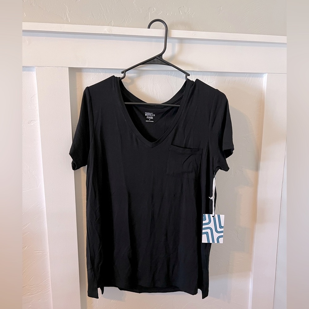 Market and Spruce Black Pocket Tee